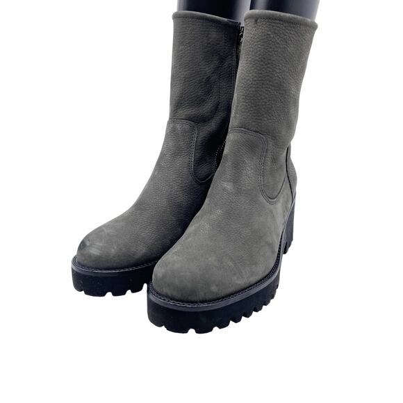 Paul Green Women's Newbury Suede Gray Leather Wedge Chunky Heeled Boots Size 7 - Picture 2 of 12